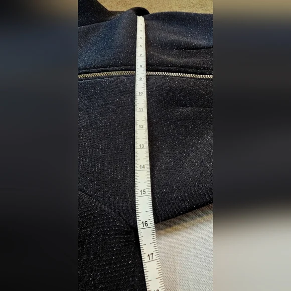 Forever 21 Dressy Black Shimmer Peplum Hem Scuba Sparkle Jacket - Size Medium - Picture 12 of 12